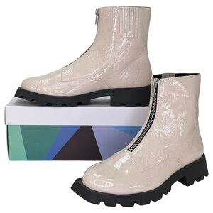 Katy Perry Daarling Cream Patent Leather Womens Ankle Boots Size 6M